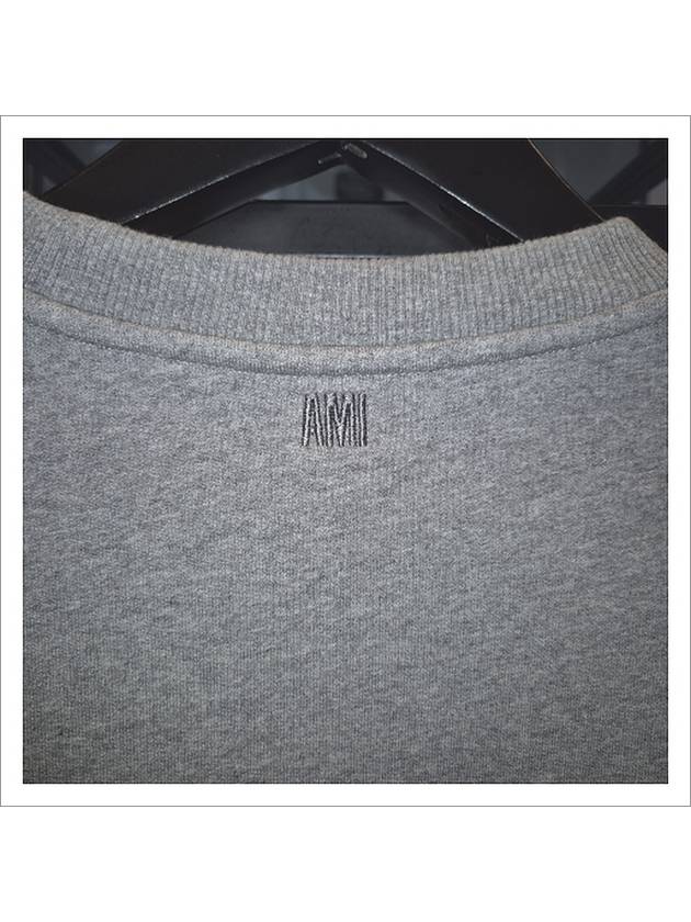 Heart Embroidered Logo Sweatshirt Heather Grey - AMI - BALAAN 6