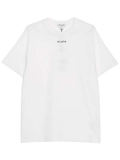 Embroidered Logo Cotton Short Sleeve T-Shirt White - ALAIA - BALAAN 2