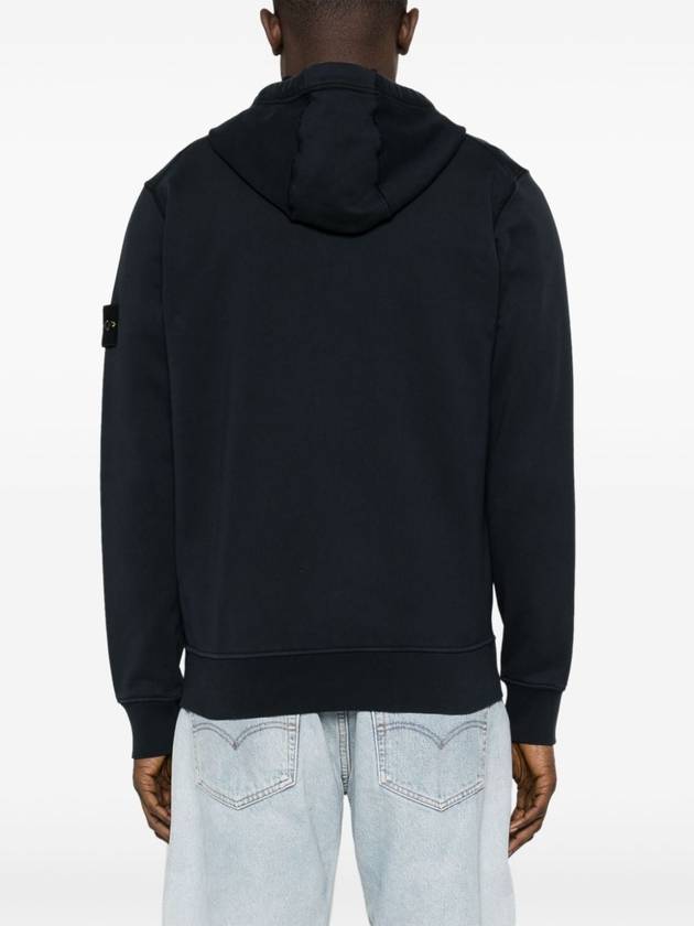 Garment Dyed Cotton Fleece Full Zip Hooded Jacket Navy - STONE ISLAND - BALAAN 4