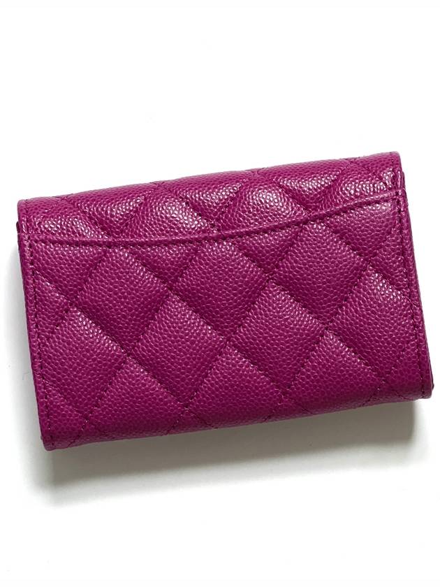 Classic Flap Grained Shiny Calfskin Gold Metal Card Holder Purple - CHANEL - BALAAN 4