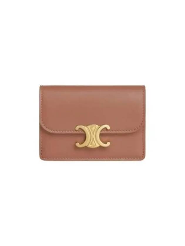 Triomphe Shiny Calfskin Flap Card Wallet Brown - CELINE - BALAAN 2