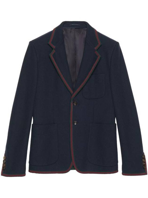 Web Cotton Jersey Jacket Navy - GUCCI - BALAAN 1