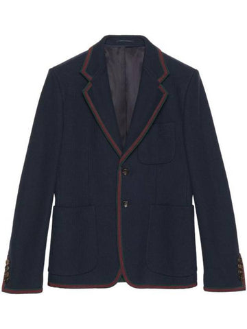 Web Cotton Jersey Jacket Navy - GUCCI - BALAAN 1