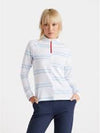 Women's Offset Striped Neck Zip Long Sleeve T-Shirt White - G/FORE - BALAAN 4