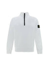 Logo Badge Half Zipper Cotton Fleece Knit Top White - STONE ISLAND - BALAAN 1