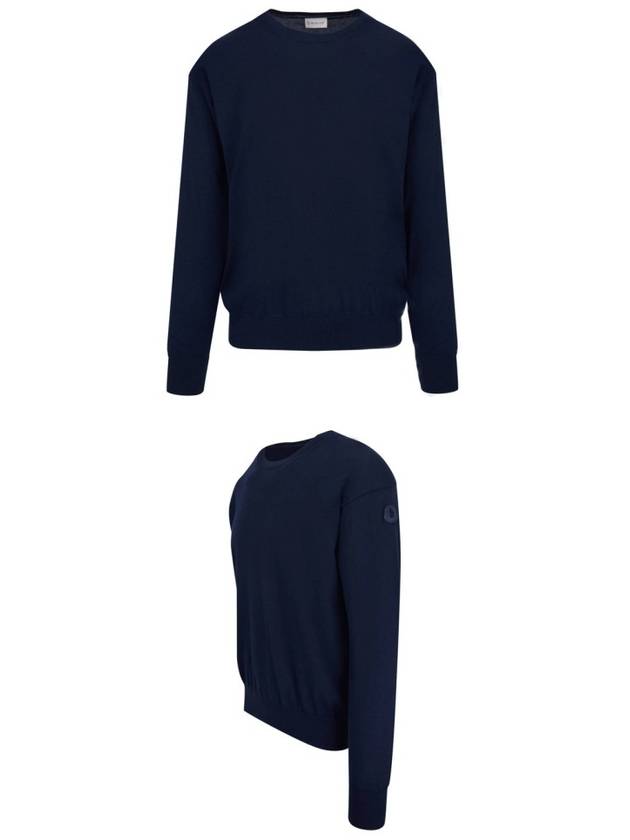 Men's Cotton Cashmere Knit Top Navy - MONCLER - BALAAN.