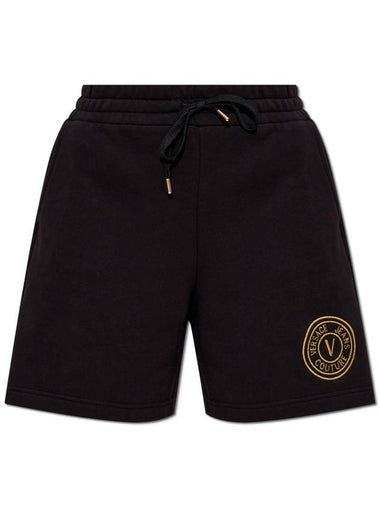 Versace Jeans Couture Shorts With Embroidered Logo, Women's, Black - VERSACE - BALAAN 1