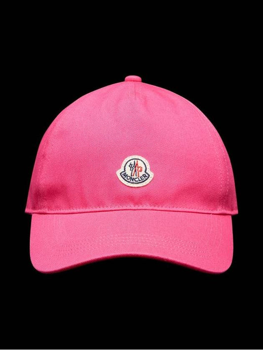 Women's Logo Patch Cotton Ball Cap Pink - MONCLER - BALAAN.