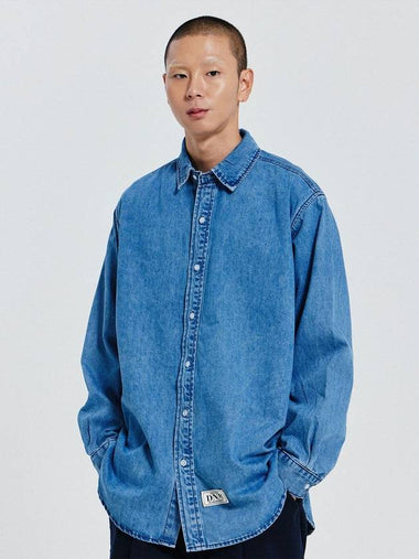 Overfit Logo Denim Shirt Medium Blue - DE GRAND MATIN - BALAAN 1