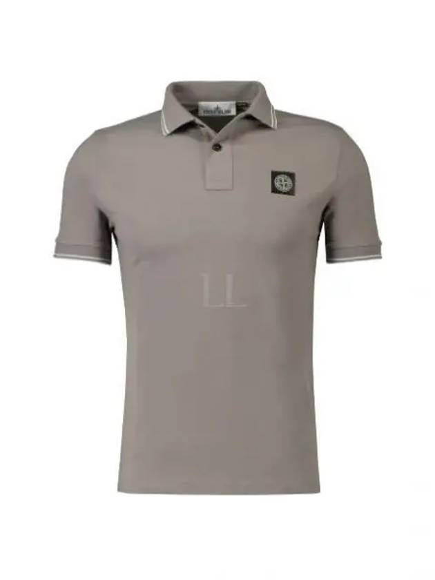 Stretch Cotton Pique Short Sleeve Polo Shirt Dove Grey - STONE ISLAND - BALAAN 2