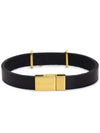 Monogram Logo Leather Bracelet Black - SAINT LAURENT - BALAAN 3