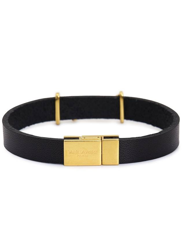 Monogram Logo Leather Bracelet Black - SAINT LAURENT - BALAAN 3