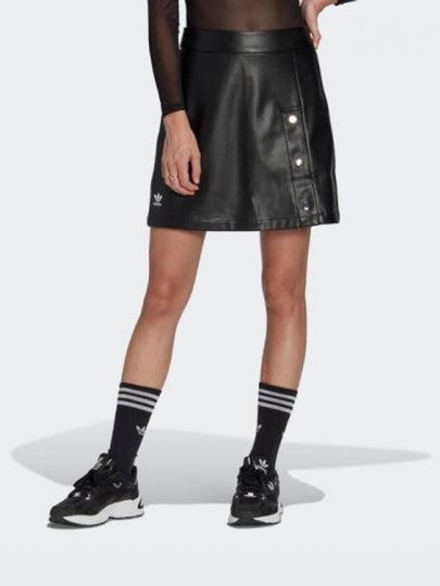 Original WoMen's Pow Leather A-Line Skirt Black - ADIDAS - BALAAN 2