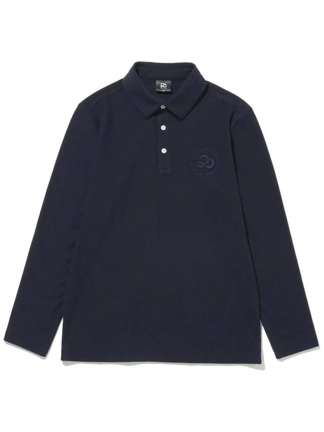 Men s Logo Embroidered Classic Long Sleeve Polo T Shirt NAVY - 20THHOLE - BALAAN 6