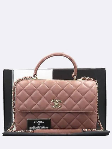 A69923 Lambskin pink color trendy CC medium gold metal top handle tote bag chain strap 2WAY - CHANEL - BALAAN 1