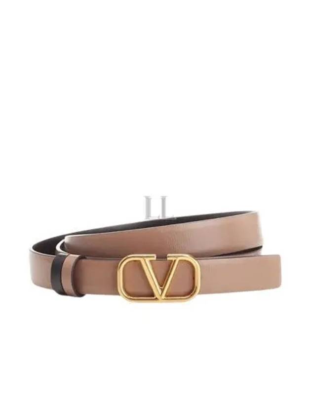 V Logo Signature Reversible Leather Belt Beige - VALENTINO - BALAAN 2