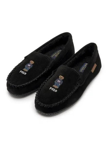 W Bear Suede Slippers Black - POLO RALPH LAUREN - BALAAN 1