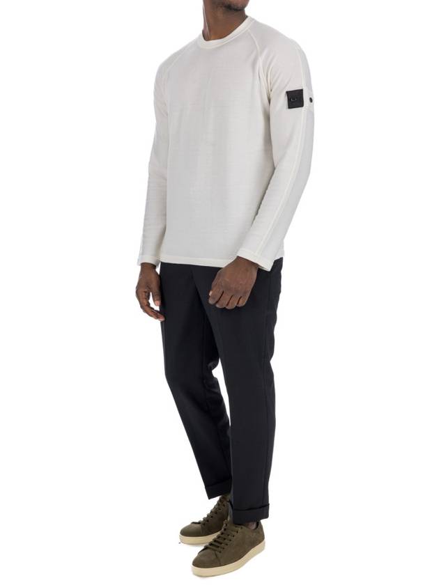 Wappen Patch Crew Neck Knit Top Ivory - STONE ISLAND - BALAAN 6