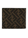 FF Logo Fabric Half Wallet Brown - FENDI - BALAAN 3