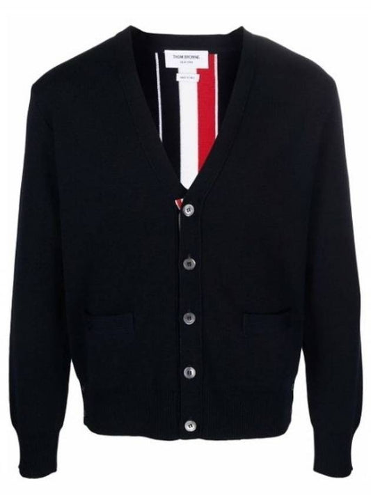 Men's Centerback Stripe Milino Stitch Wool Cardigan Navy - THOM BROWNE - BALAAN 2