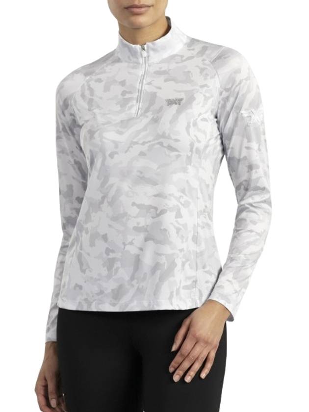 Essentials Fairway Camo Quarter Zip Pullover Long Sleeve T Shirt White - PXG - BALAAN 1