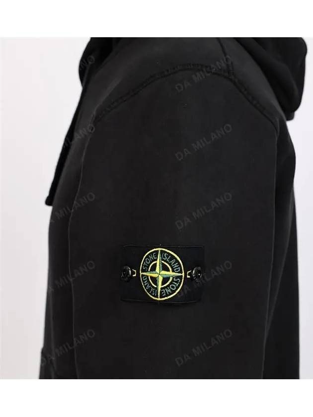 Wappen Patch Cotton Fleece Hoodie Black - STONE ISLAND - BALAAN 7