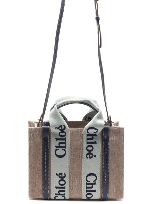 Woody Logo Small Tote Bag Green Blue - CHLOE - BALAAN 5