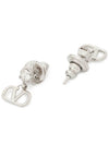 V Logo Crystal Brass Earrings Silver - VALENTINO - BALAAN 4