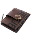 FF Diamond Embossed Logo Zip Card Holder Brown - FENDI - BALAAN 6