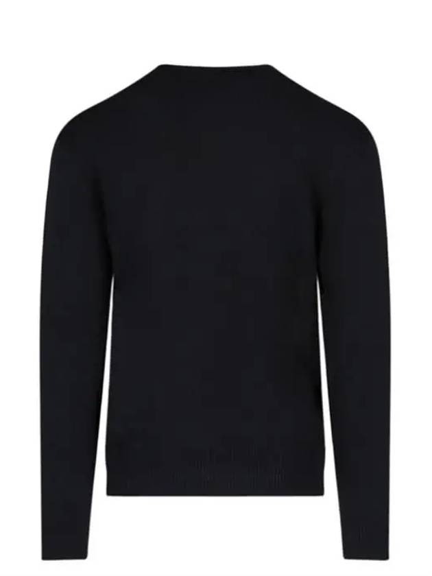 Heart Logo Merino Wool Cardigan Black - AMI - BALAAN 3