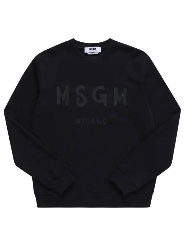 Brushed Logo Print Cotton Sweatshirt Black - MSGM - BALAAN 2