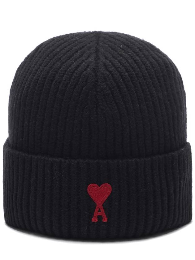 Heart Logo Wool Beanie Black - AMI - BALAAN 3