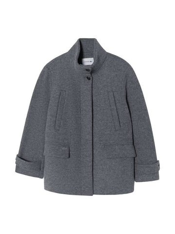 Women's Wool High Neck Single Coat Charcoal - LACOSTE - BALAAN 1