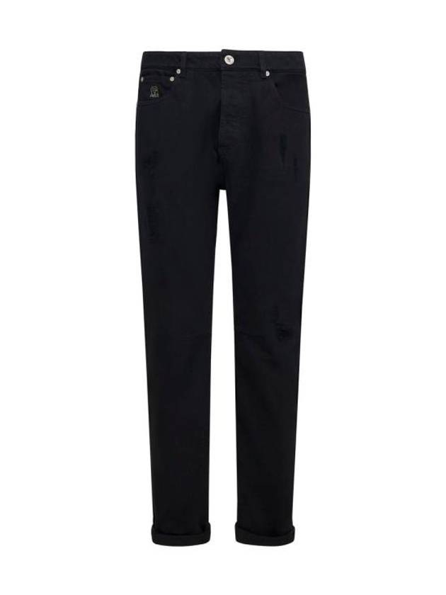 Ripped Straight-Leg Jeans Black - BRUNELLO CUCINELLI - BALAAN 2