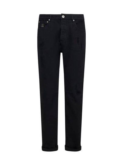 Ripped Straight-Leg Jeans Black - BRUNELLO CUCINELLI - BALAAN 2