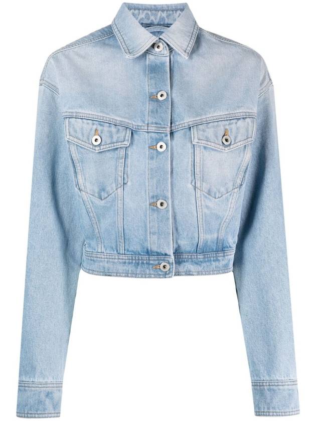 Women's Toy Box Bleach Crop Jacket Blue - OFF WHITE - BALAAN 1