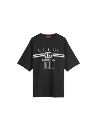 Cotton Print Short Sleeve T-Shirt Black - GUCCI - BALAAN 2