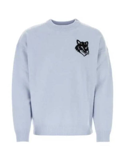 Intarsia Fox Head Comfort Knit Top Sky Blue - MAISON KITSUNE - BALAAN 2