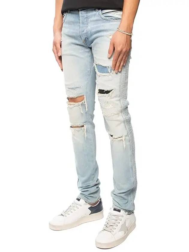 Destroyed Slim Biker Jeans Blue - BALMAIN - BALAAN 4