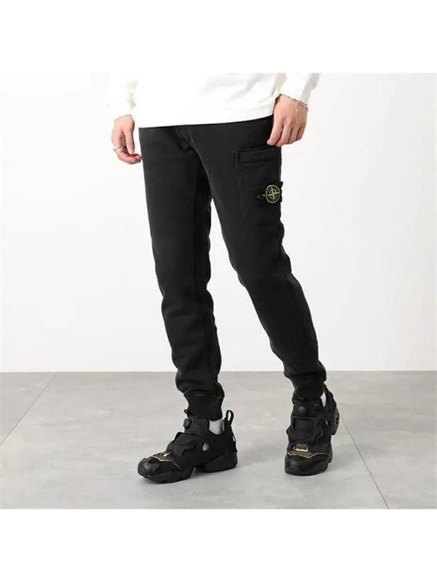 Waffen Patch Cotton Fleece Track Pants Black - STONE ISLAND - BALAAN 3