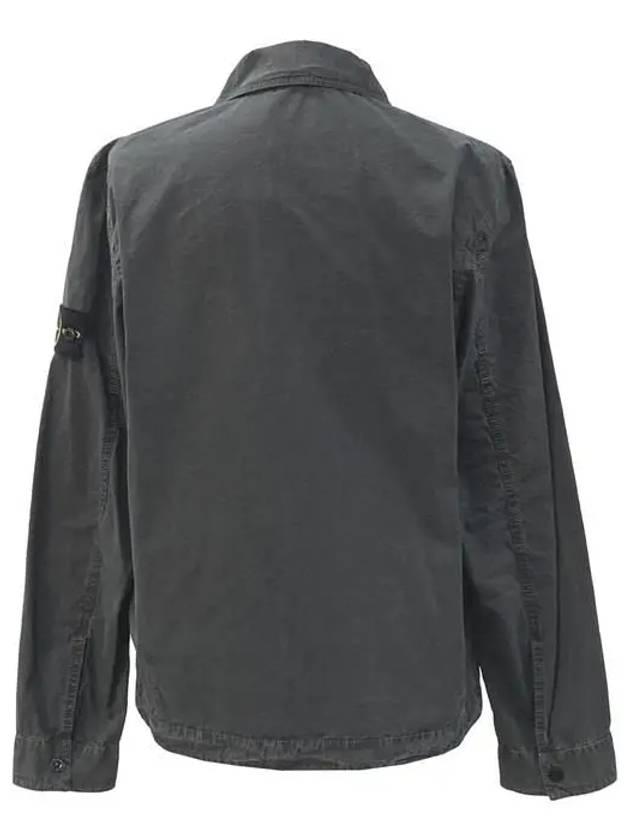 Brushed Canvas Old Effect Zip-Up Jacket Charcoal Grey - STONE ISLAND - BALAAN 3