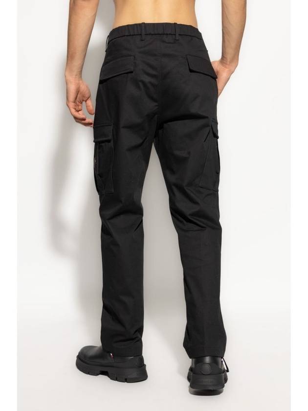 Cotton Gabardine Cargo Straight Pants Black - MONCLER - BALAAN 5