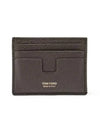 T-Line Logo Grain Leather Card Wallet Brown - TOM FORD - BALAAN 2