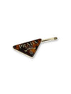 Engraved Logo Triangle Hair Pin Brown - PRADA - BALAAN 2