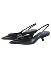 Brushed Leather Slingback Heels Black - PRADA - BALAAN 4