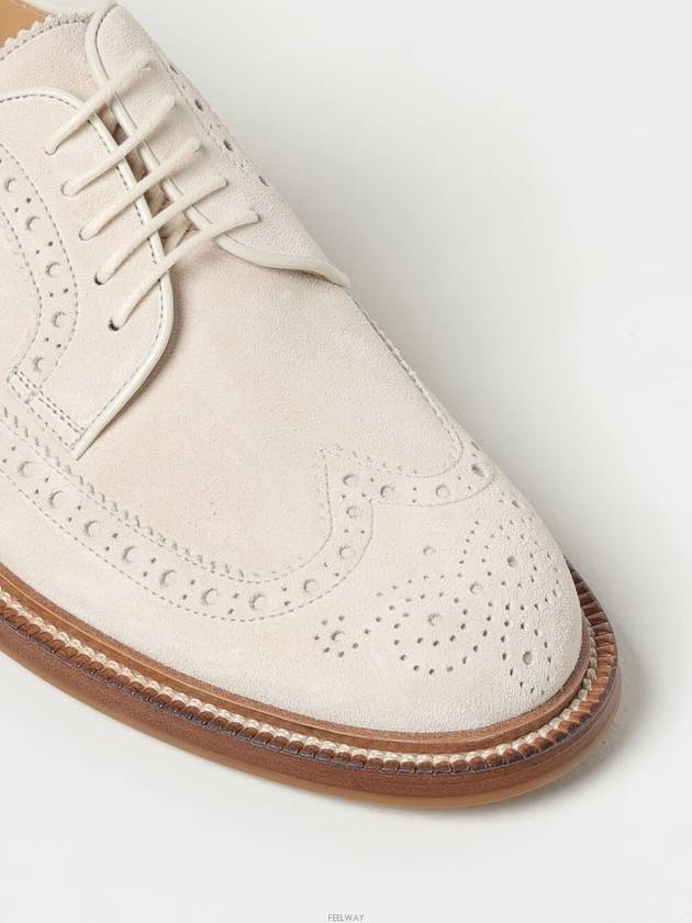 Perforated-Embellished Lace-Up Derby Beige - BRUNELLO CUCINELLI - BALAAN 4