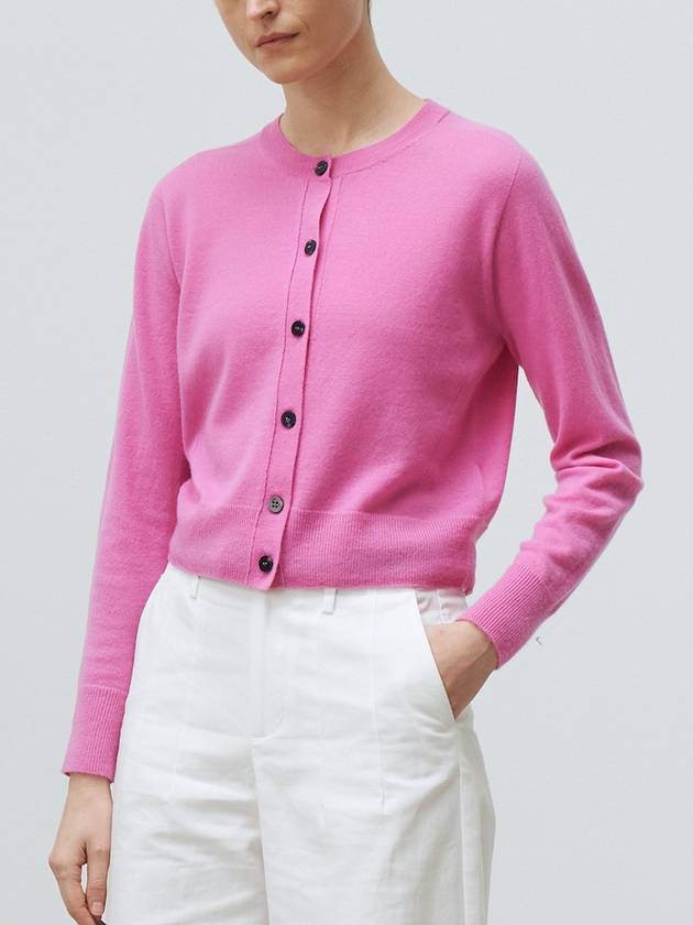 Women's Cashmere Round Cardigan Pink - LEHEE CASHMERE - BALAAN 2