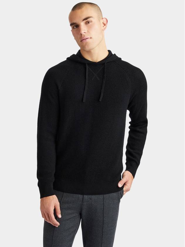 Men's Waffle Stitch Merino Wool Hooded Sweater Onyx - G/FORE - BALAAN 3