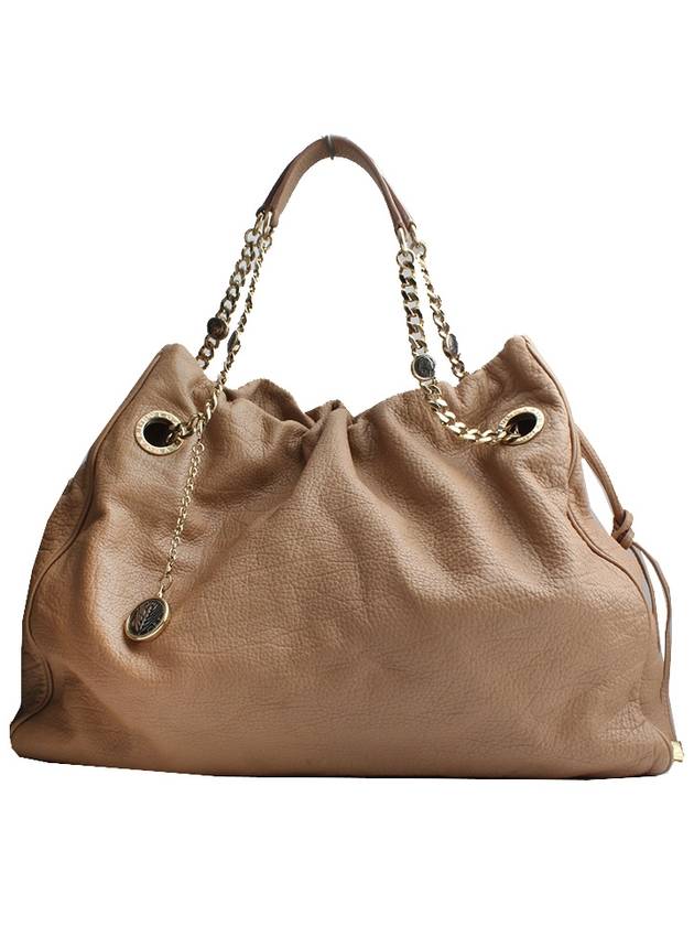 Deep beige leather gold plated big shoulder bag - BVLGARI - BALAAN 1