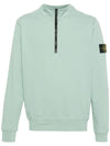 Logo Badge Half Zipper Cotton Fleece Knit Top Light Green - STONE ISLAND - BALAAN 2